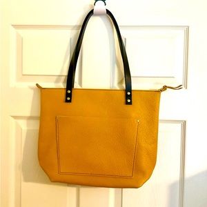 Portland Leather Yellow Pebbled Medium Zip Tote